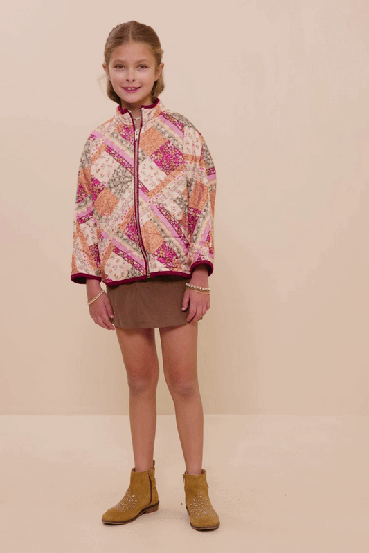 Girls Patch Print Quilted Light Padded Jacket