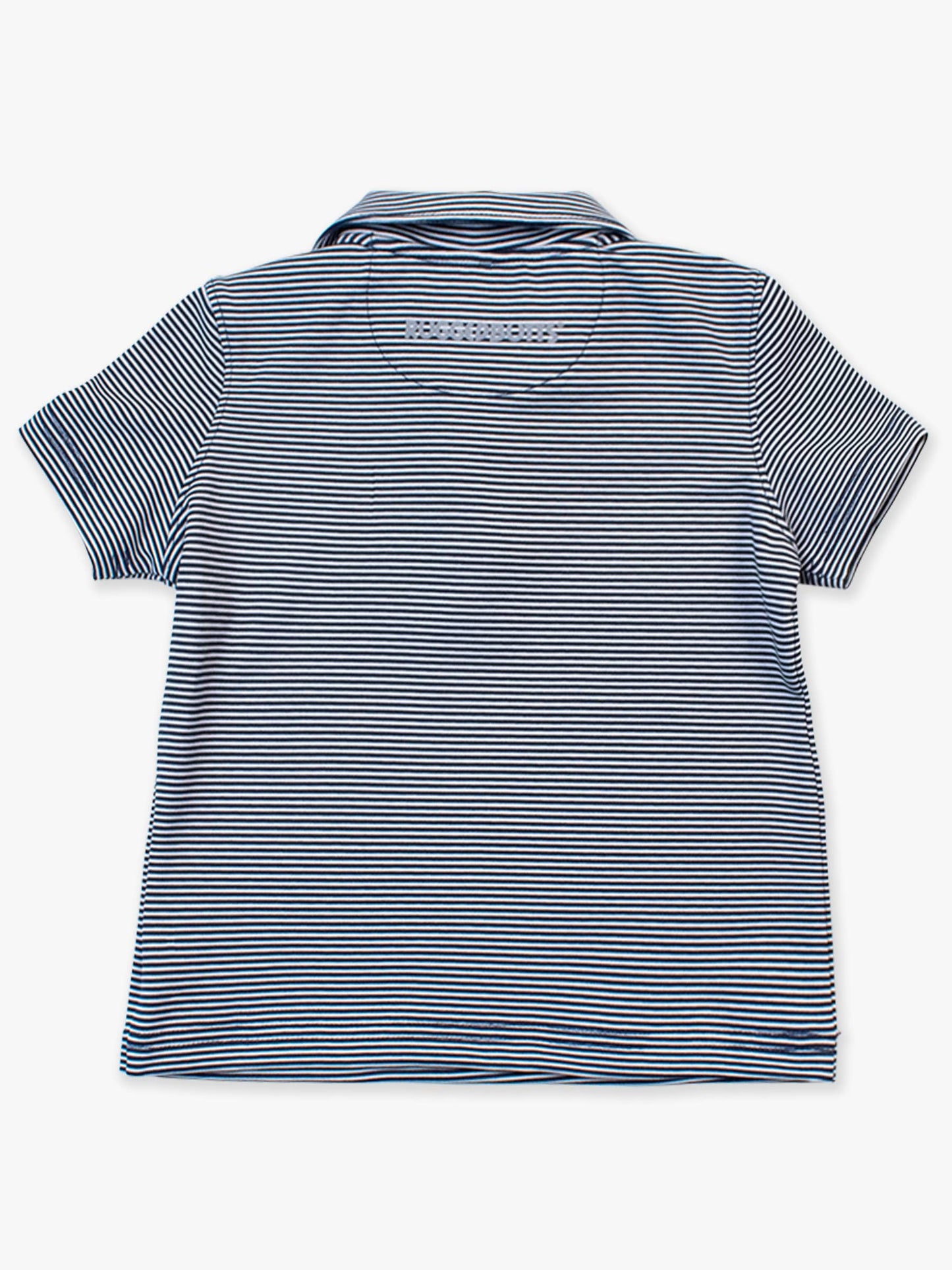 Boys Navy Micro Stripe Knit Short Sleeve Performance Polo