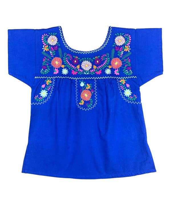 Beautiful Blue Embroidered Girls Blouse