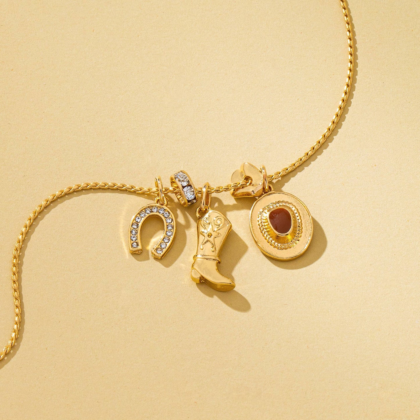 Western Hat Boot Horseshoe Rhinestone Charm Necklace|80N9312