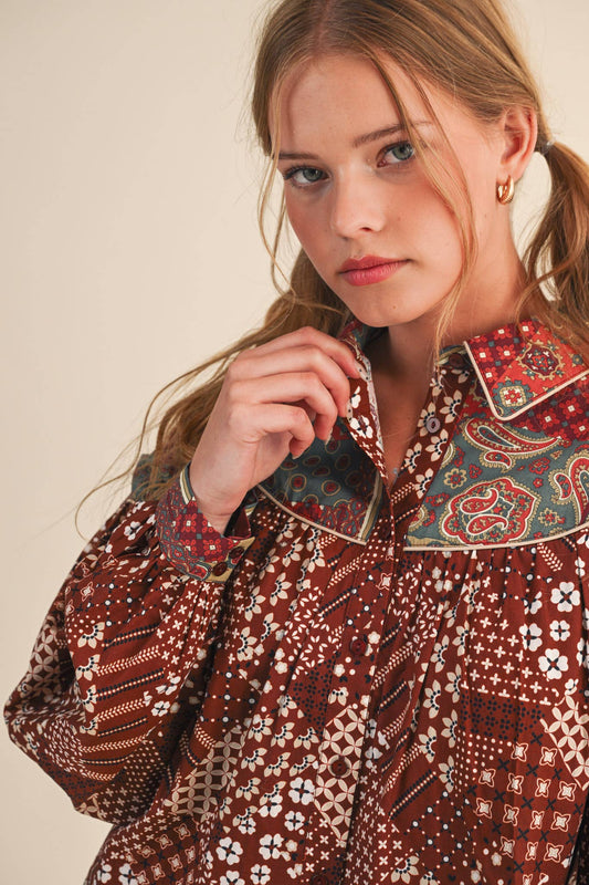 The Patchwork Print Button Down