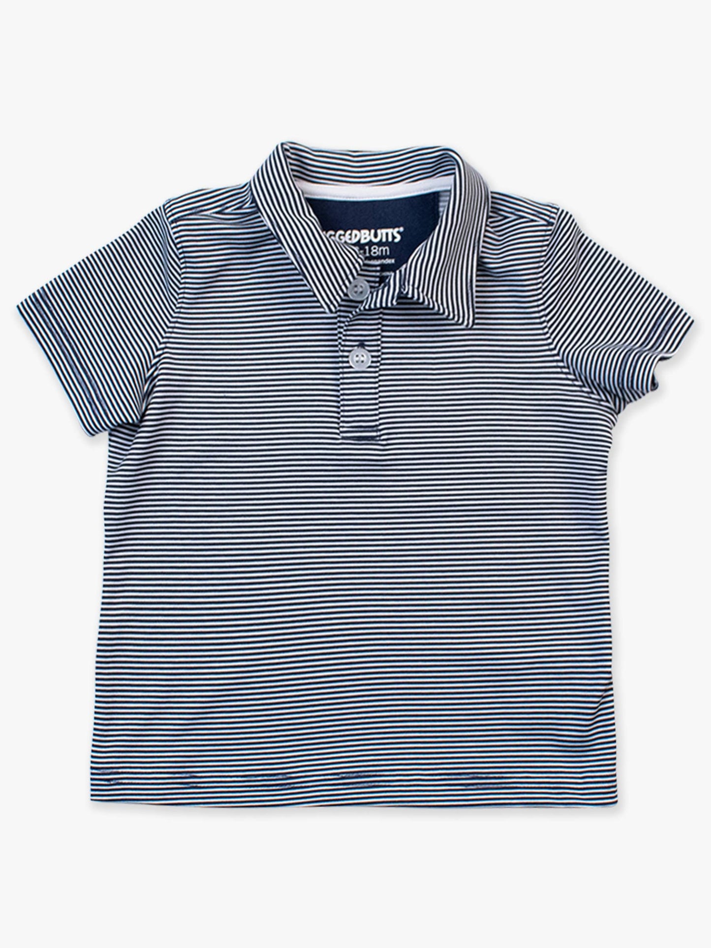 Boys Navy Micro Stripe Knit Short Sleeve Performance Polo