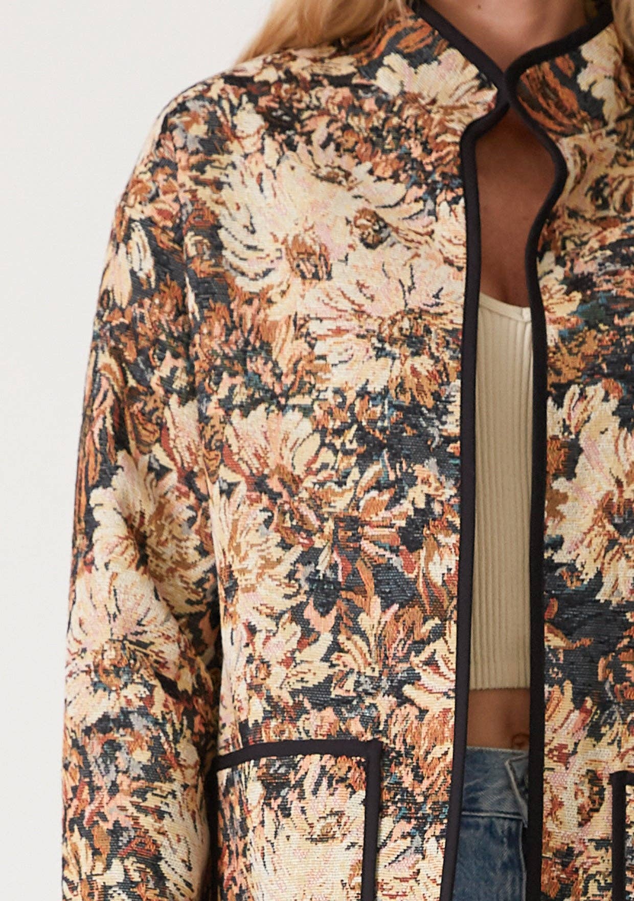 Long Sleeve Floral Tapestry Jacket