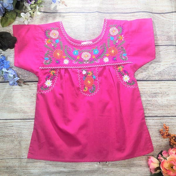 Perfect Pink Embroidered Girls Blouse
