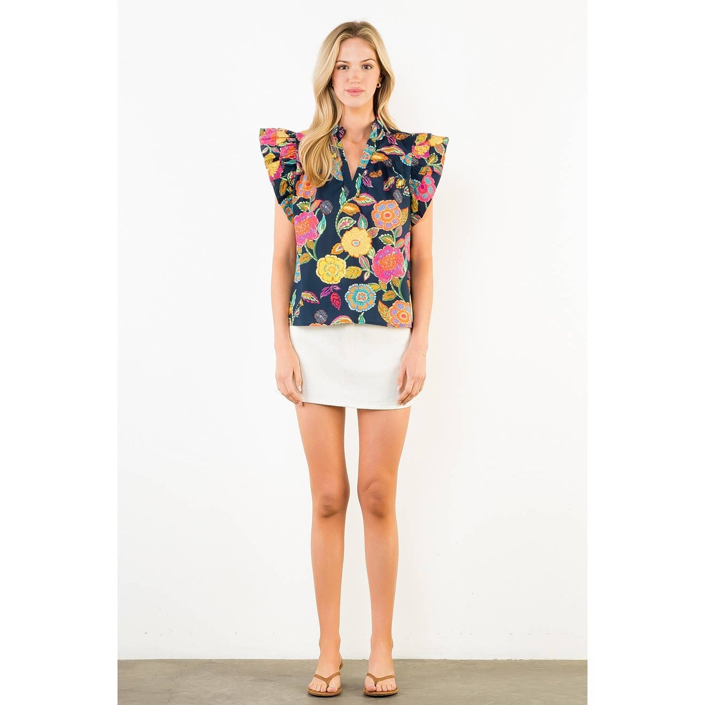 Ruffle Sleeves Floral Pattern Top (Small only)