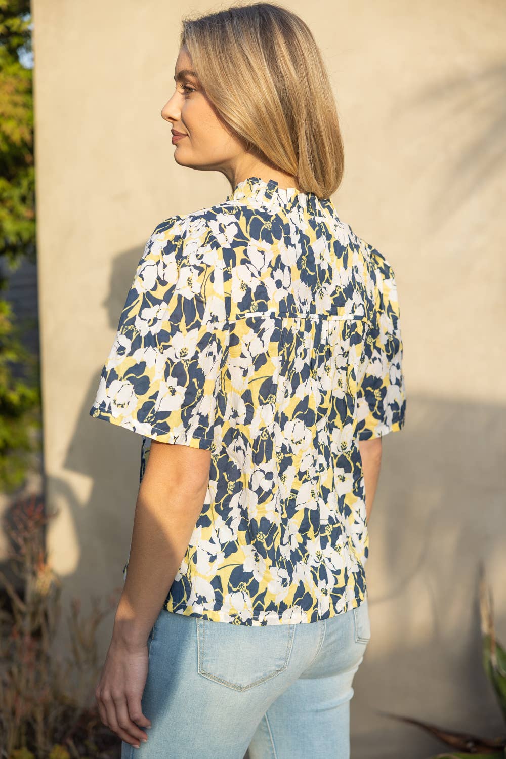 Jackrabbit Floral Ruffled Top