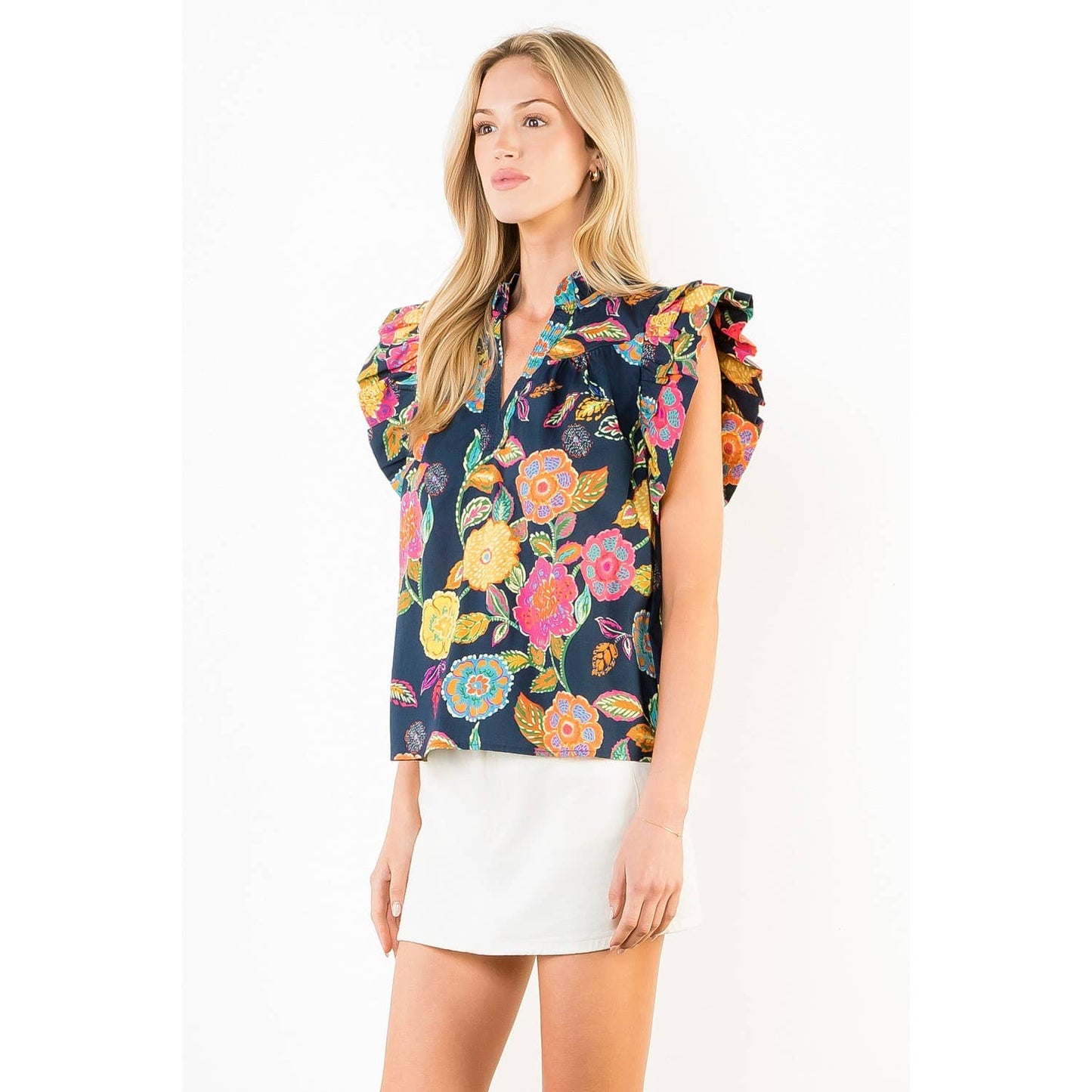 Ruffle Sleeves Floral Pattern Top (Small only)