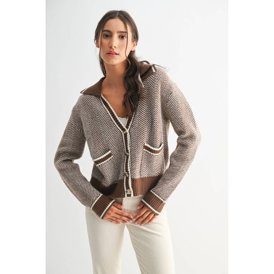 The Camila Herringbone Knit Cardigan